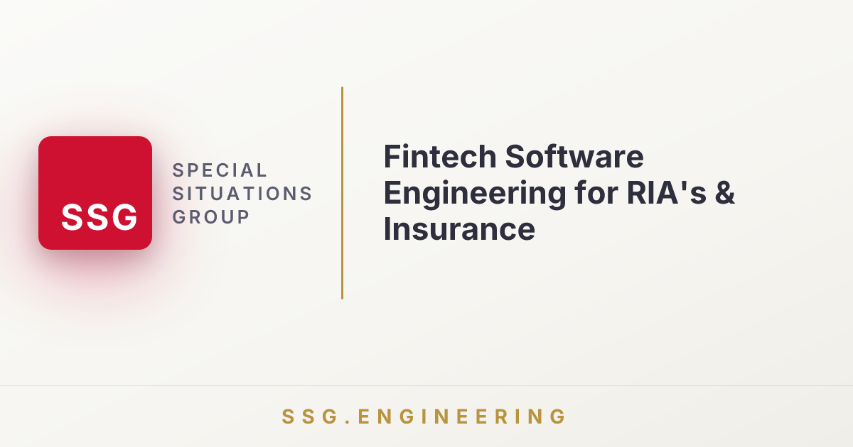SSG | Fintech Software Engineering for RIA's & Insurance